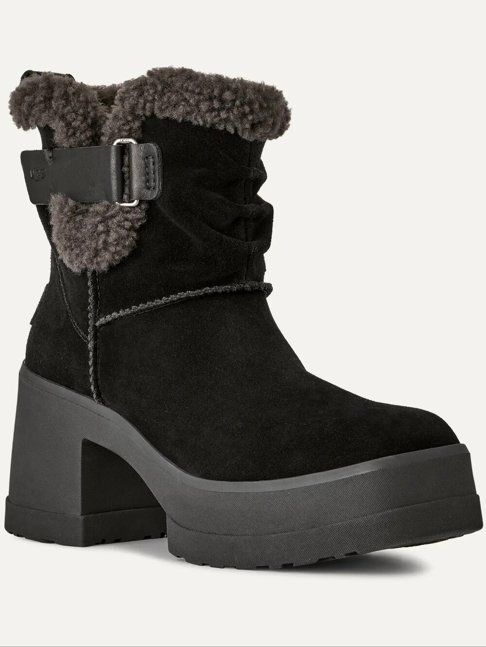 UGG Women's Moxy Black Suede Chunk Platform Pull On Chelsea Boots - NWOB - Sz 10